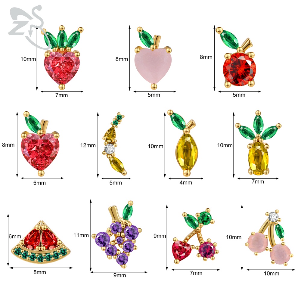 1 nhẫn đính đá zircon nhiều màu sắc họa tiết trái cây dễ thương cho nữ