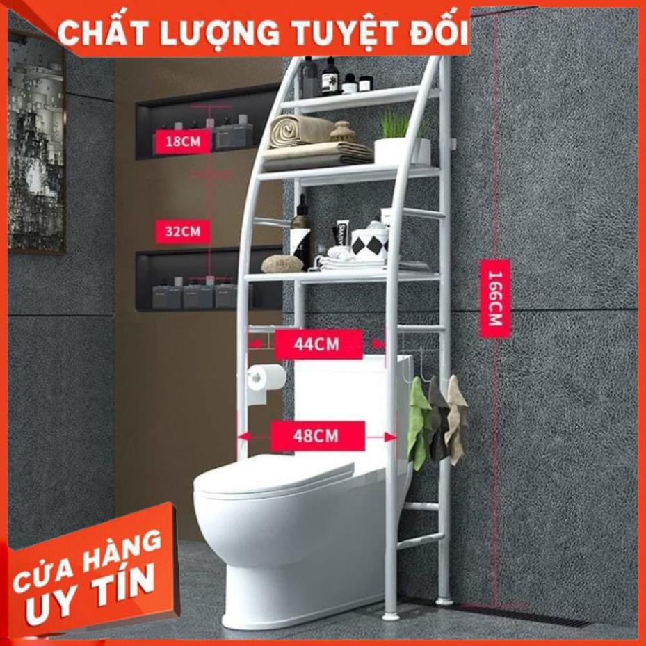 Kệ để đồ nhà vệ sinh tiện lợi , Kệ kim loại sau bồn cầu giúp không gian sạch đẹp và gọn gàng