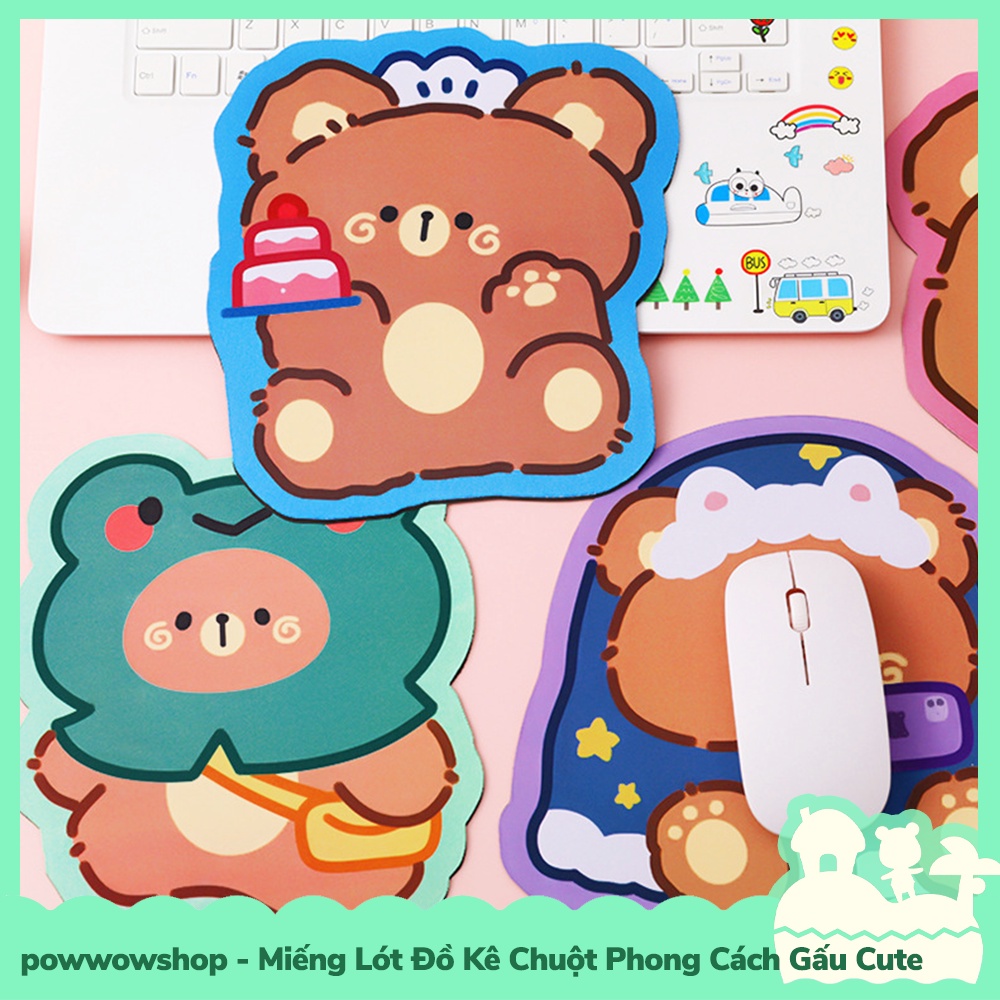 [Sẵn VN - Hỏa Tốc] 20*21cm Bàn Di Chuột Miếng Lót Phong Cách Gấu Bear Cute Đáng Yêu