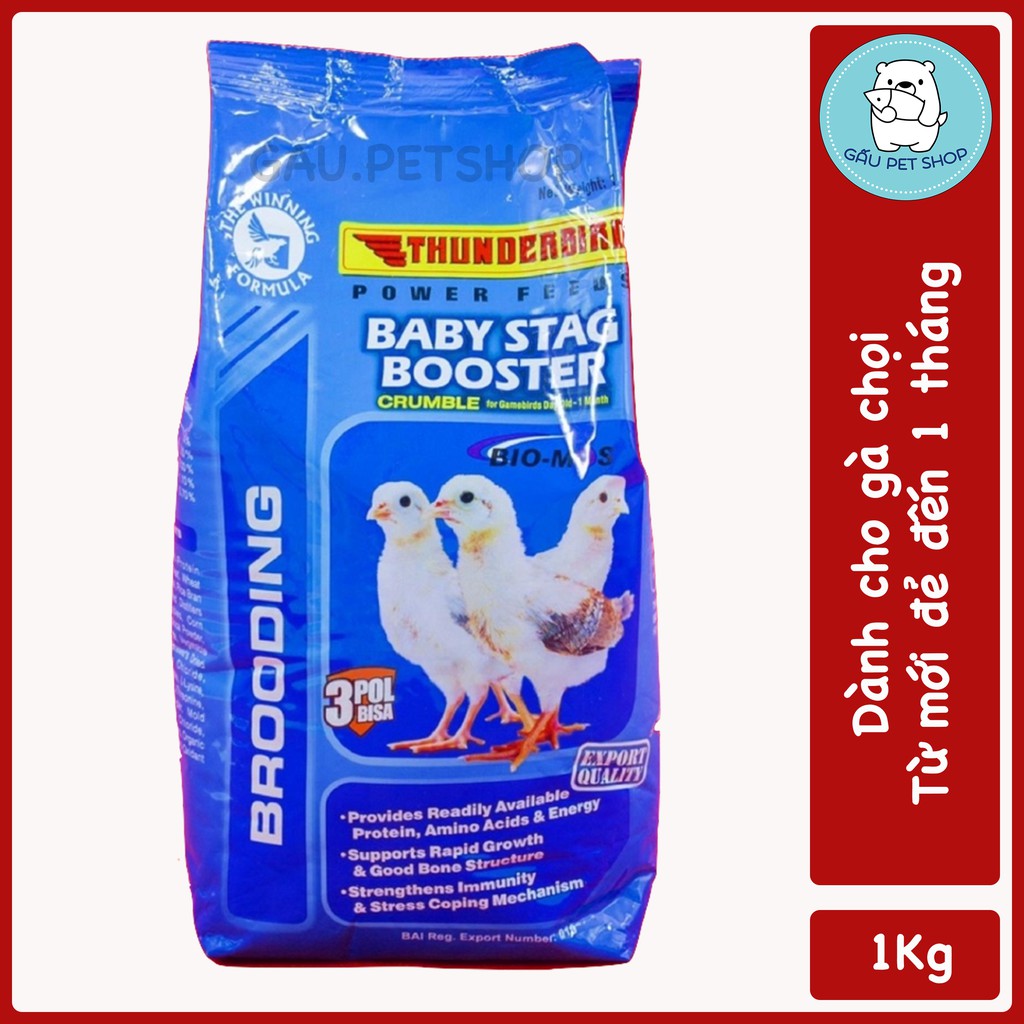 Thức ăn hỗn hợp cho gà chọi dưới 1 tháng tuổi - Thunder Bird BABY STAG BOOSTER 1kg - gau.petshop