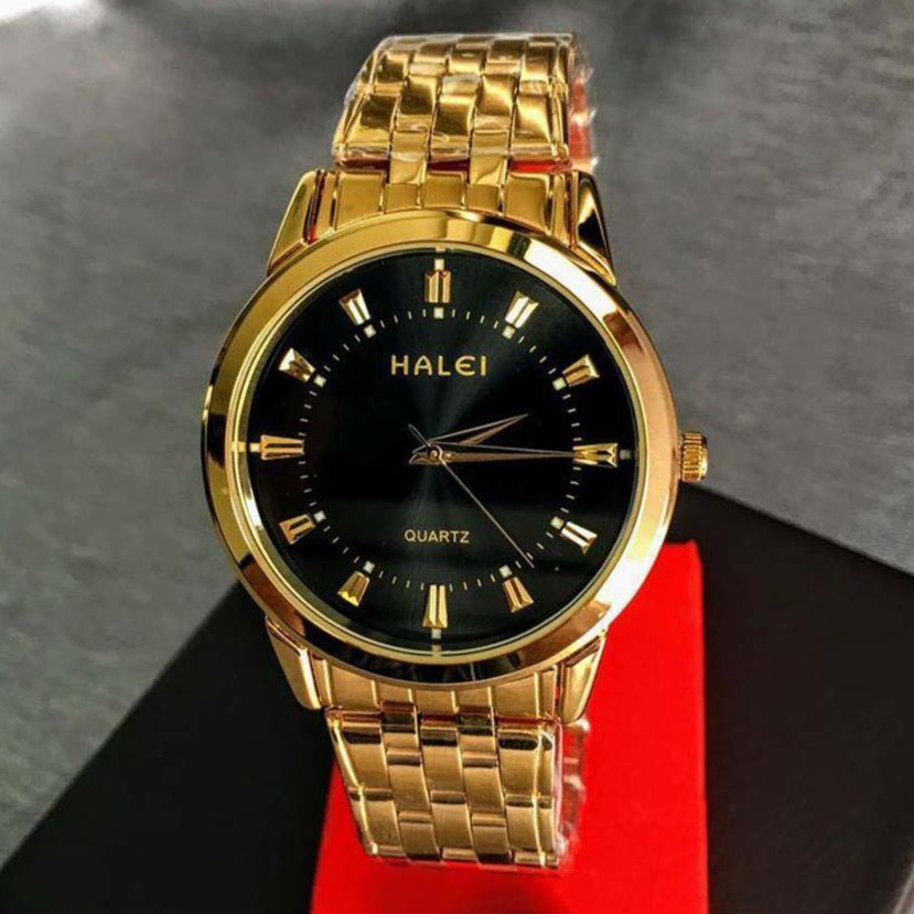 Đông hồ nam thép không gỉ đính đá mạ vàng chống nước Halei H003 - Vemz Watch | BigBuy360 - bigbuy360.vn