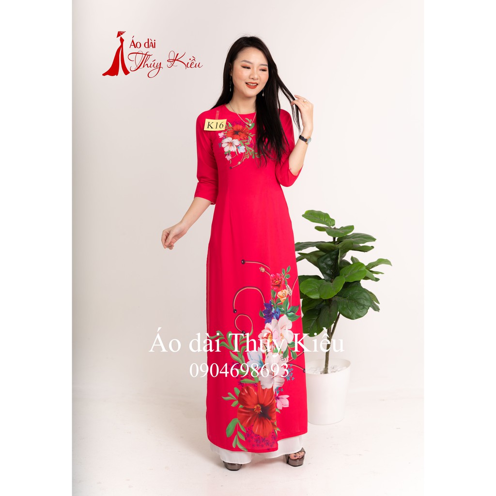 Áo dài nữ may sẵn thiết kế đẹp cách tân tết màu hồng K16 Thúy Kiều mềm mại, co giãn, áo dài giá rẻ