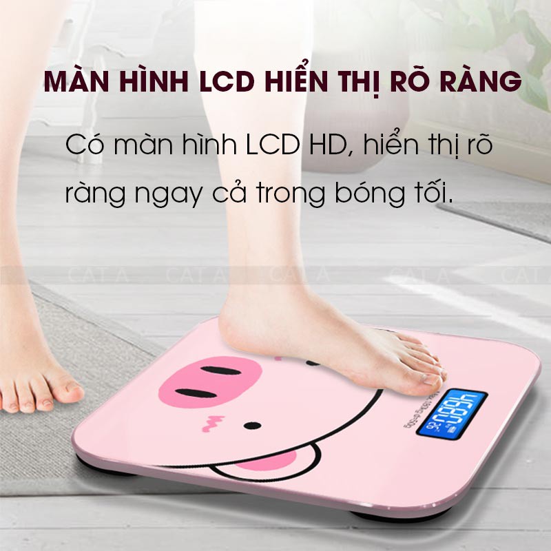 Cân điện tử sức khỏe Hình lợn hồng độ chính xác cao (tặng kèm pin )