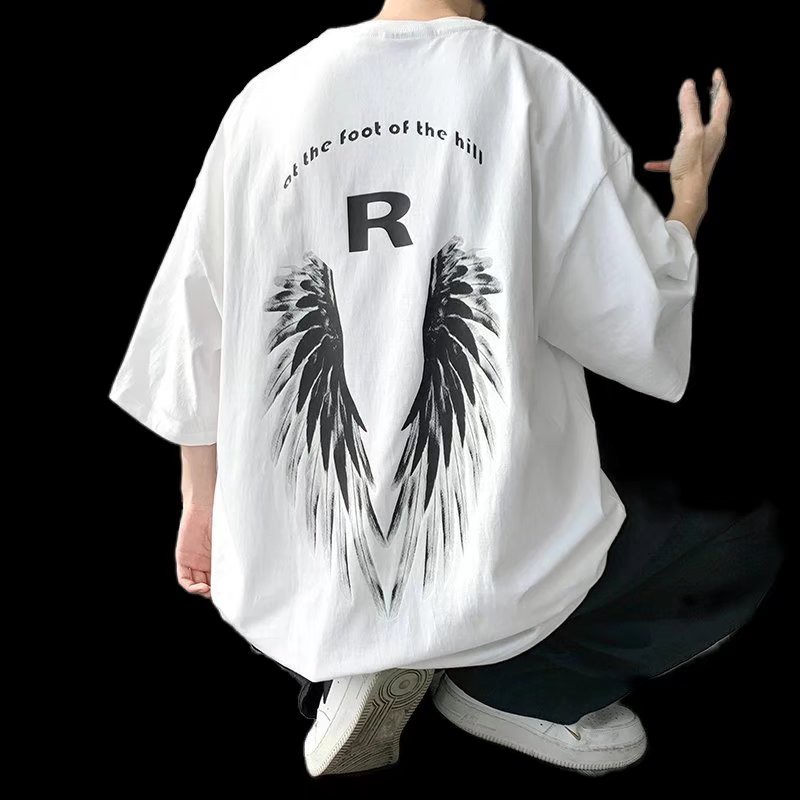 Áo Thun Nam Tay Ngắn Dáng Rộng Phong Cách Hip Hop Nhật Bản