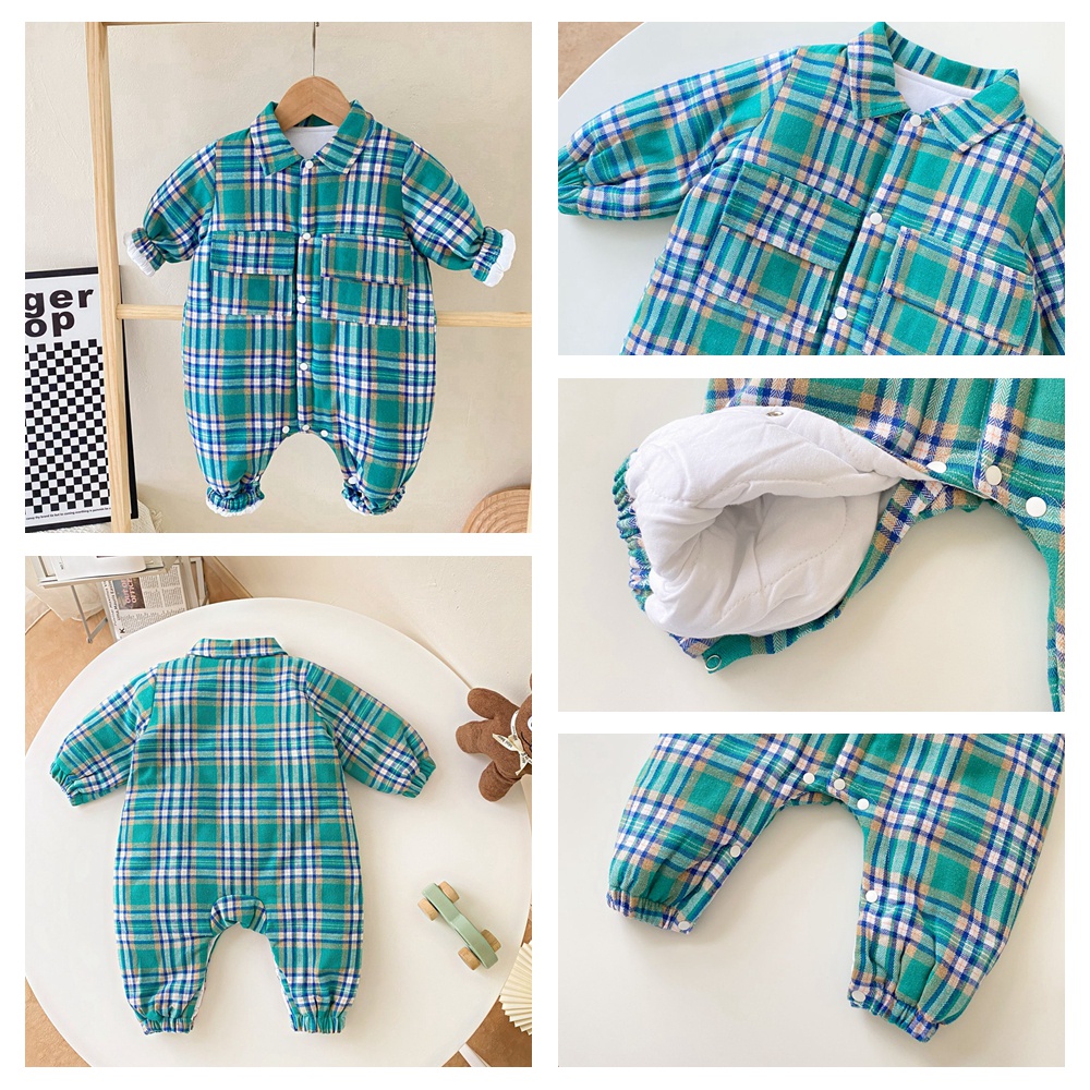 Bộ áo liền quần Sanlutoz cotton kẻ sọc dài tay thời trang cho bé trai