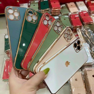 Ốp Lưng Kính Iphone 💖 𝘍𝘳𝘦𝘦𝘴𝘩𝘪𝘱 💖 Ốp Dẻo Viền Vuông Màu Cam Giả IPhone 12 Bảo Vệ Camera