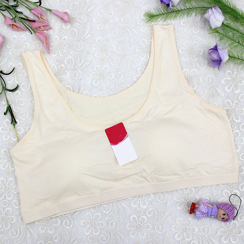 Áo Lót Thể Thao Cotton Màu Trơn Có Đệm Ngực Dây Bản Rộng Có Thể Tháo Rời Cho Nữ Plus Size