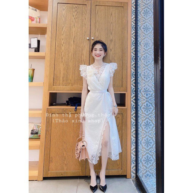 Đầm váy trắng dự tiệc phối ren cột eo ( Hình chụp thật) [HÀNG CHẤT LƯỢNG] | BigBuy360 - bigbuy360.vn