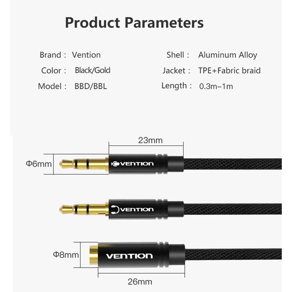 Dây chia âm thanh chữ Y đầu cắm 3.5mm cho máy tính tiện dụng