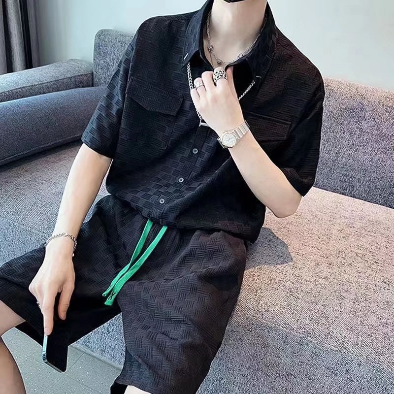 [M-2XL] Bộ Áo Sơ Mi Phong Cách Đơn Giản Thời Trang Mùa Hè Giản Dị Dễ Phối Đồ Có Vòng Cổ Cho Nam