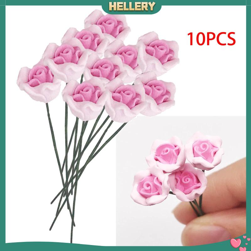 10 Bông Hoa Hồng Giả Trang Trí Nhà Búp Bê Tỉ Lệ 1: 12