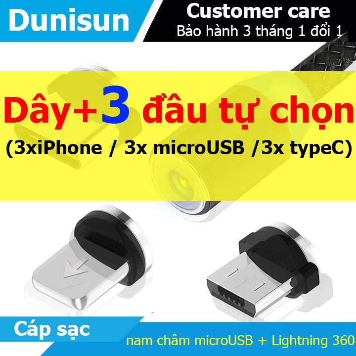 Cáp sạc từ hít nam châm 2 đầu Android và iPhone 360 độ dây dù,có LED | BigBuy360 - bigbuy360.vn