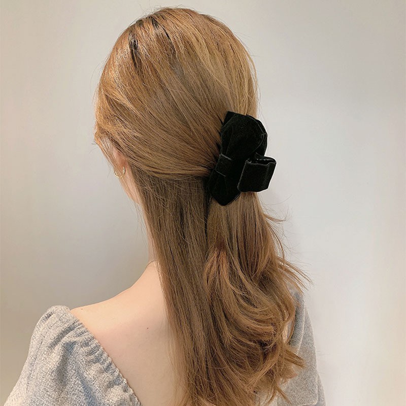 [Mã SKAMCLU8 giảm 10% cho đơn từ 100K] Kẹp càng cua nơ nhung đen sang chảnh HOT TREND