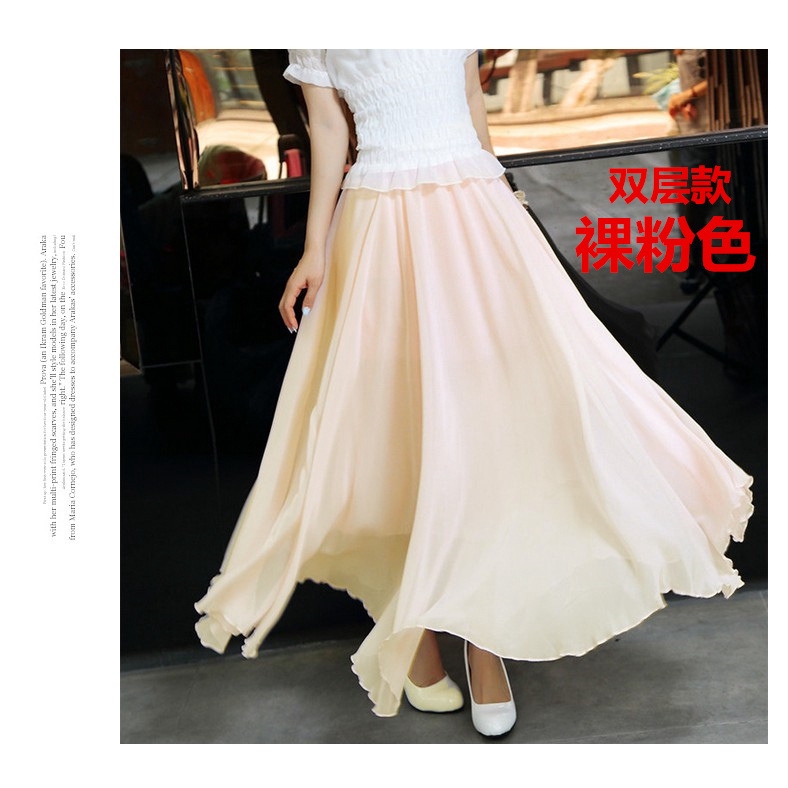 Chân Váy Maxi Chất Chiffon Lưng Thun Co Giãn Thiết Kế Thanh Lịch