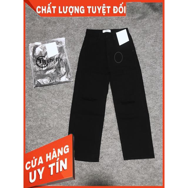 QUẦN JEANS BAGGY XUÔNG ĐEN RÁCH- jeans dày đẹp | BigBuy360 - bigbuy360.vn