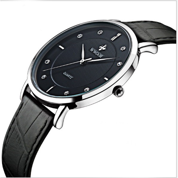 Đồng hồ nam dây da siêu mỏng WWOOR 8011