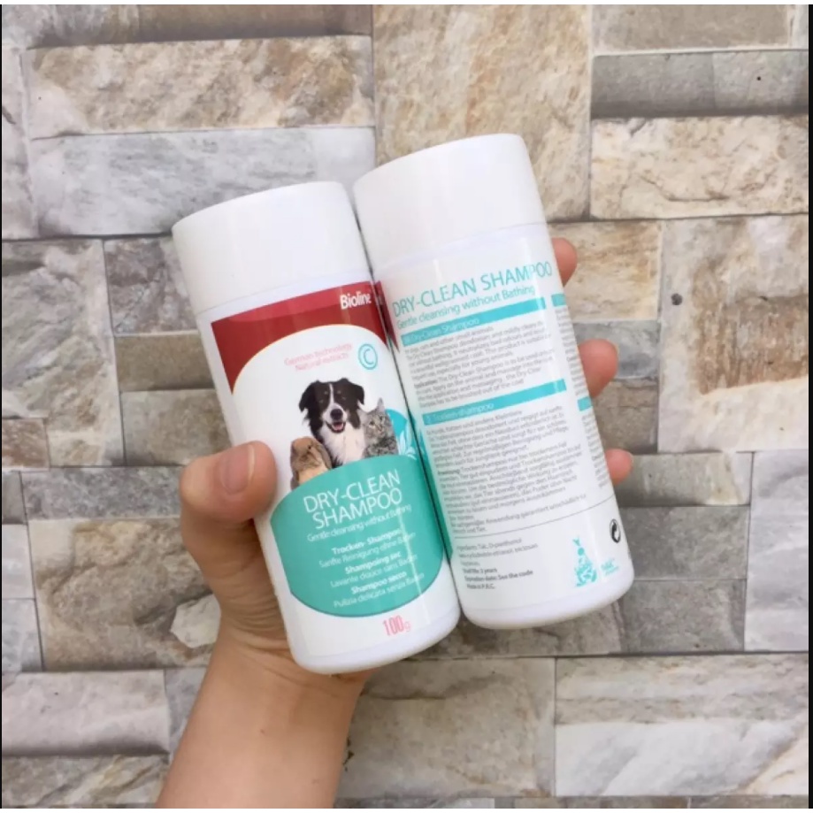 Bột tắm khô chó mèo Bioline-100g