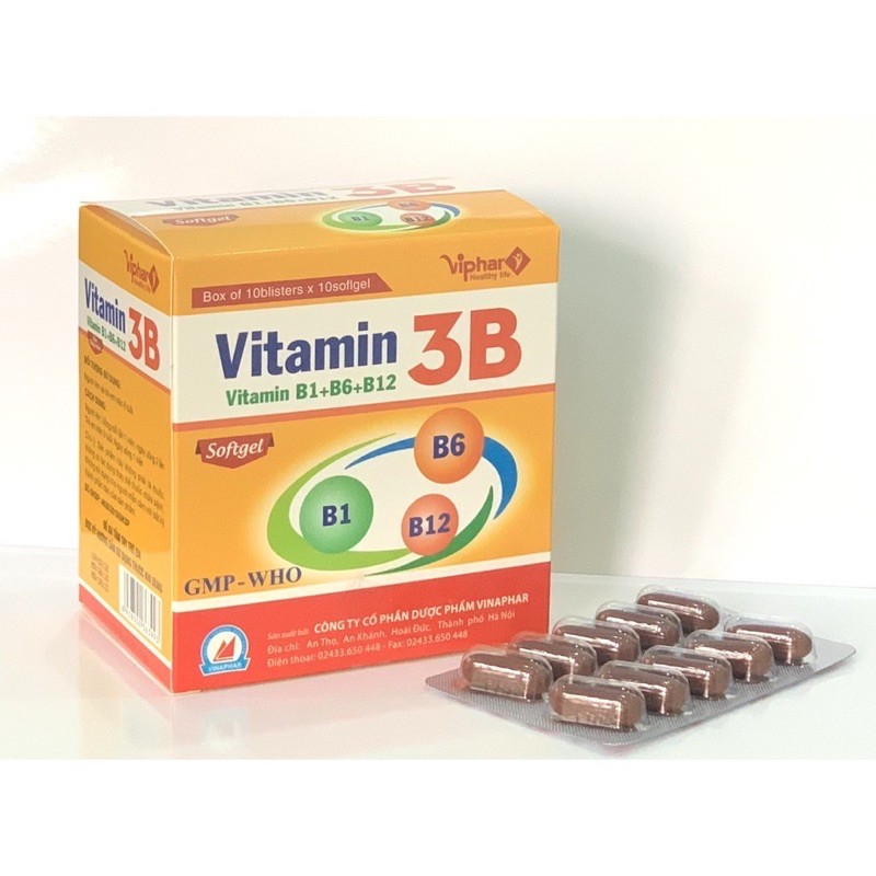 VITAMIN 3B ( B1-B6-B12) hộp 100viên nang mềm