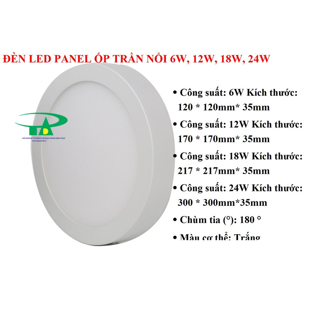 Đèn led ốp trần nổi thạch cao siêu sáng (NÊN MUA) Công suất 6W/12W/18W/24W ánh sáng trắng, loại tốt, giá rẻ, chất lượng.
