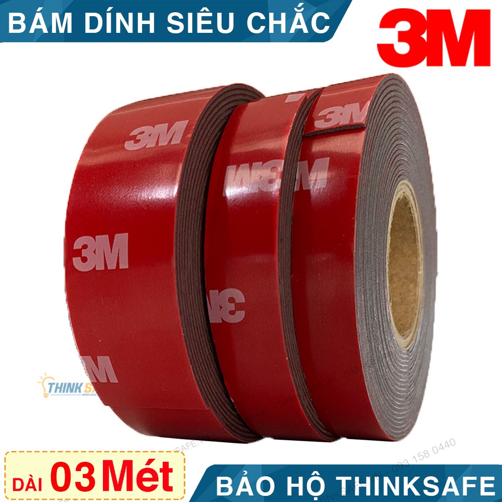 Băng dính 2 mặt dán tường 3M Thinksafe, băng keo 2 mặt siêu dính, xốp hai mặt, siêu chắc, dán gạch, nhựa, 3 mét - 4229P