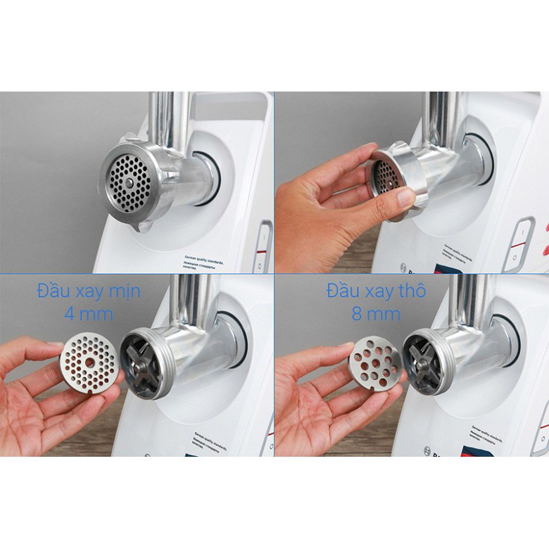 Máy xay thịt Bosch chuyên dụng công suất 500W làm thịt xay viên to, nhỏ, xợi... bảo hành 12 tháng, chính hãng Đức