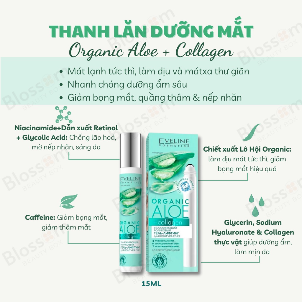 Lăn mắt lạnh Eveline Rollon Hyaluronic 2 in 1