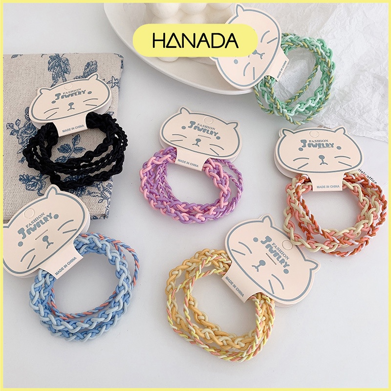 Set 4 Dây Cột Tóc Xoắn Co Dãn Nhiều Màu Phong Cách Hàn Quốc Dễ Thương Hanada K6-T006