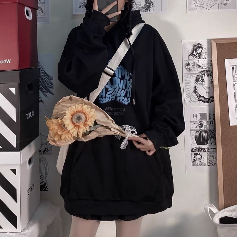 Áo Hoodie Nỉ Bông Dài Tay Túi Bụng Hoạ Tiết