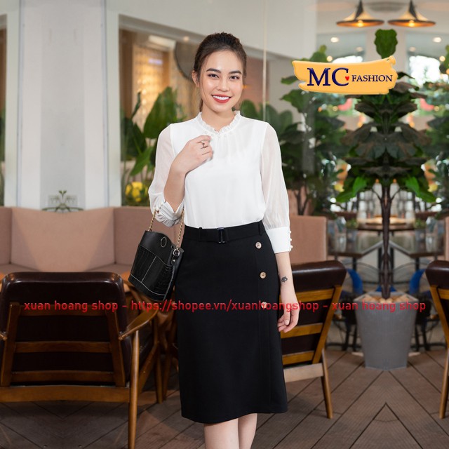 Chân Váy Chữ A Dáng Dài Công Sở Nữ Đẹp, Lưng Cao Mc Fashion Màu Đen, Chất Vải Co Giãn Nhẹ, Size Đủ Cv0443