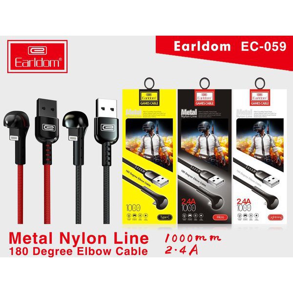 cáp sạc nhanh 4.2 A dây dù chính hãng earldom EC 059