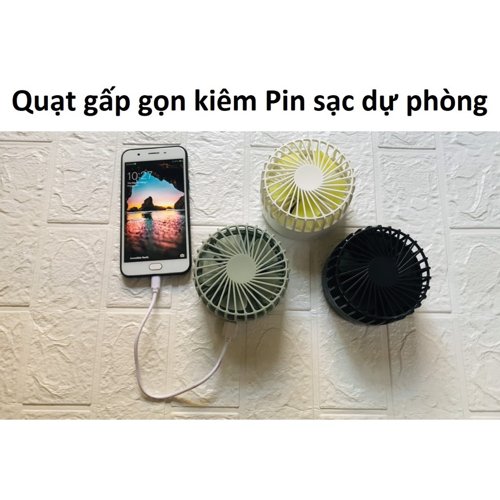 Quạt mini F6 gấp gọn tiện lợi bỏ túi kiêm sạc pin dự phòng