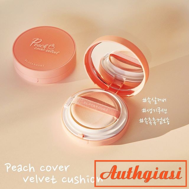 [Mã COS1111 giảm 8% đơn 250K] Phấn nước Black Rouge Peach Cover Velvet Cushion độ che phủ tốt giúp da mịn màng | Thế Giới Skin Care