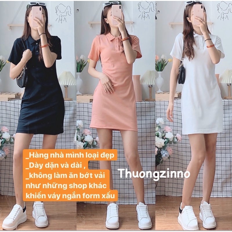 [Ảnh thật/Video]Váy polo dáng body chất mát tôn dáng Váy body phong cách Hàn Quốc chất Cotton Mềm mịn