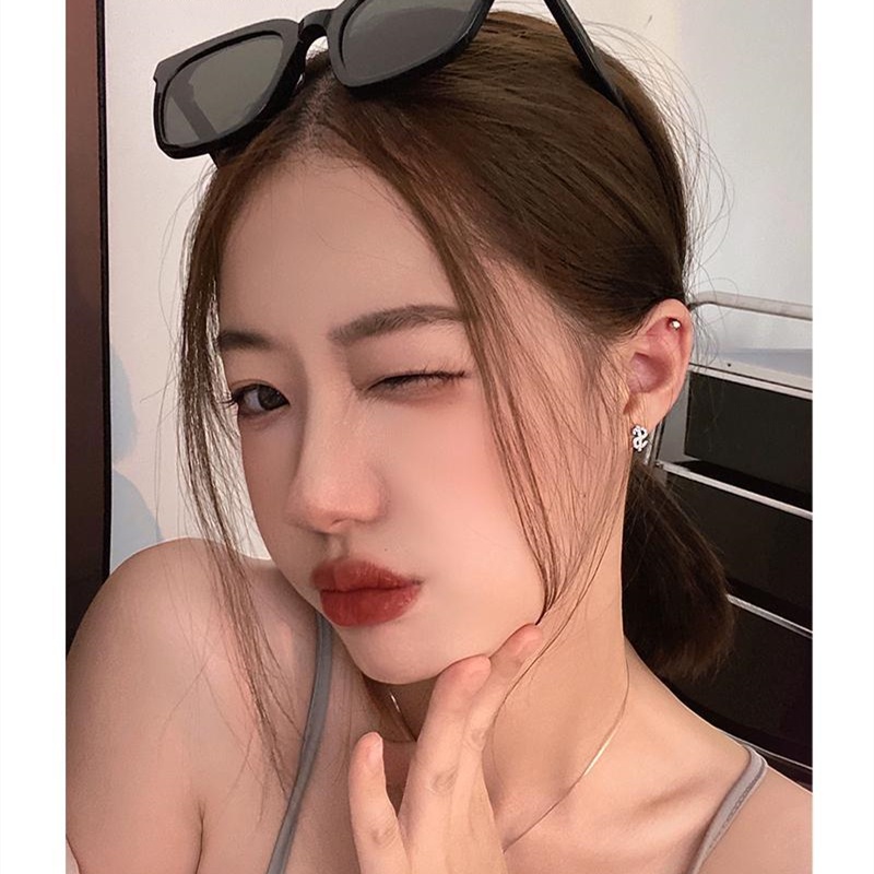 Bông Tai Mạ Bạc S925 Cao Cấp Phong Cách Hip Hop Âu Mỹ Thời Trang Cho Nam Nữ