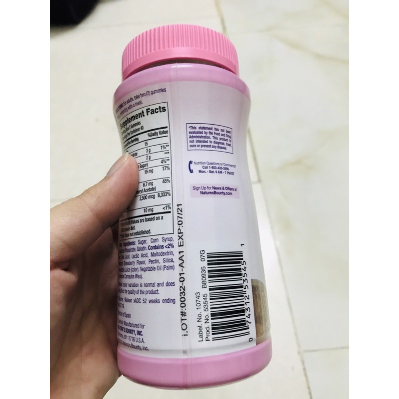 [HÀNG SẴN] Kẹo giúp đẹp da, mọc tóc, chắc móng Nature's Bounty Hair, Skin & Nails Gummies with Biotin | BigBuy360 - bigbuy360.vn