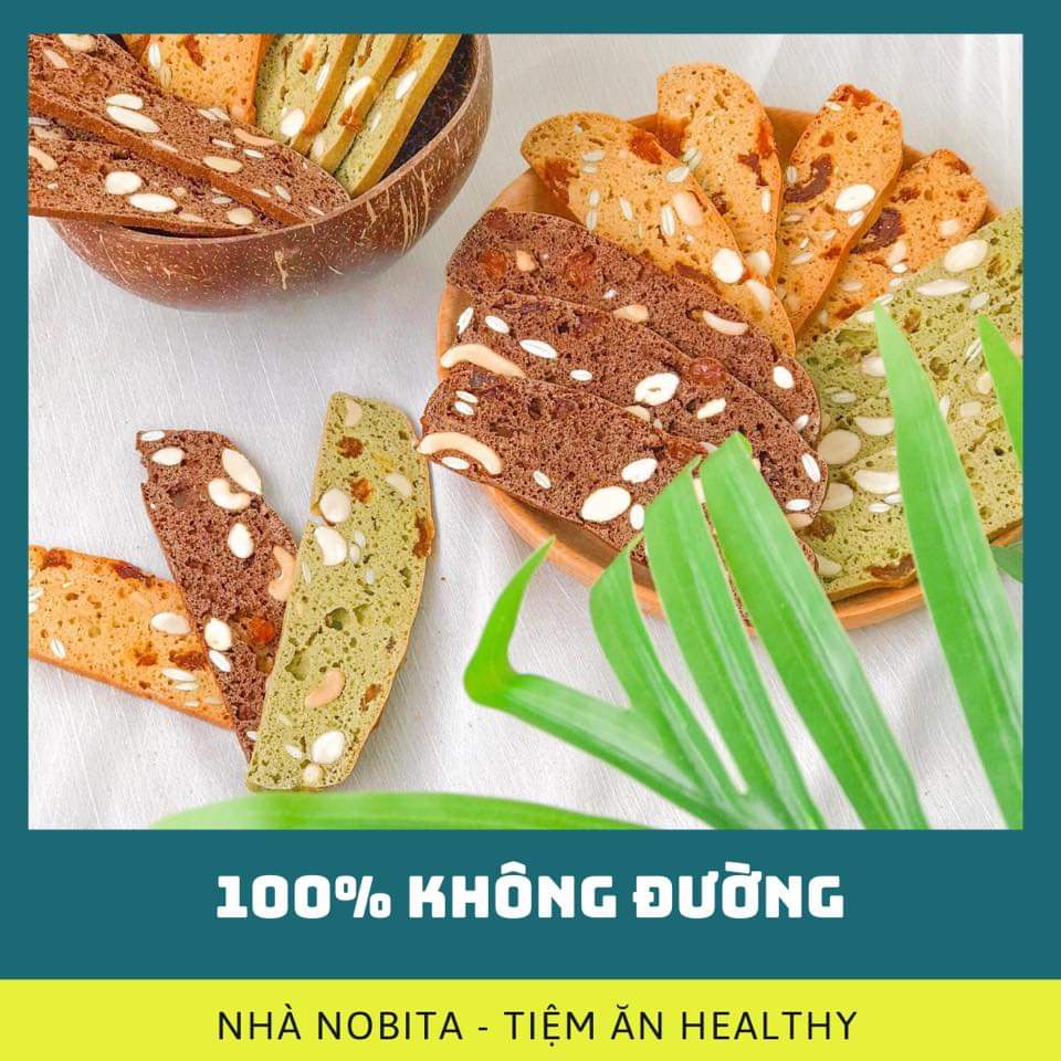 Bánh BISCOTTI Không Đường - Bánh mix hạt Ăn Kiêng, Giảm Cân, Dành Cho Người Tiểu Đường - 250g