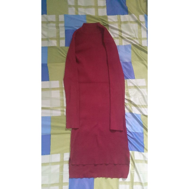 Đầm body đỏ đô len tăm