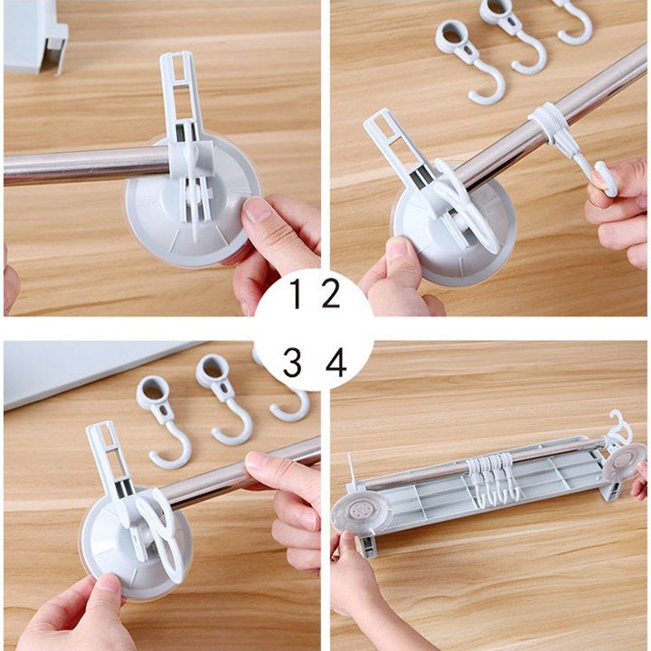 Kệ nhựa Hít Tường Kèm Móc Treo Đồ Nhà Tắm Đa Năng ( SHOP GIAO MÀU TRẮNG KEM)