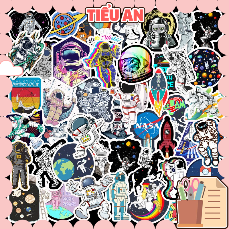 H92 - Sticker nhà du hành vũ trụ - PVC/ Hình dán Chống nước Mũ bảo hiểm Vali Laptop Điện thoại