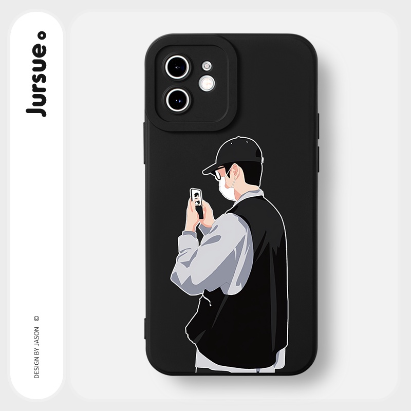 Ốp lưng JURSUE mềm hoạt hình cặp đôi dễ thương đẹp Cho iPhone 14 13 12 11 Pro Max SE 2020 X XR XS 8 7 ip 6S 6 Plus Y2366