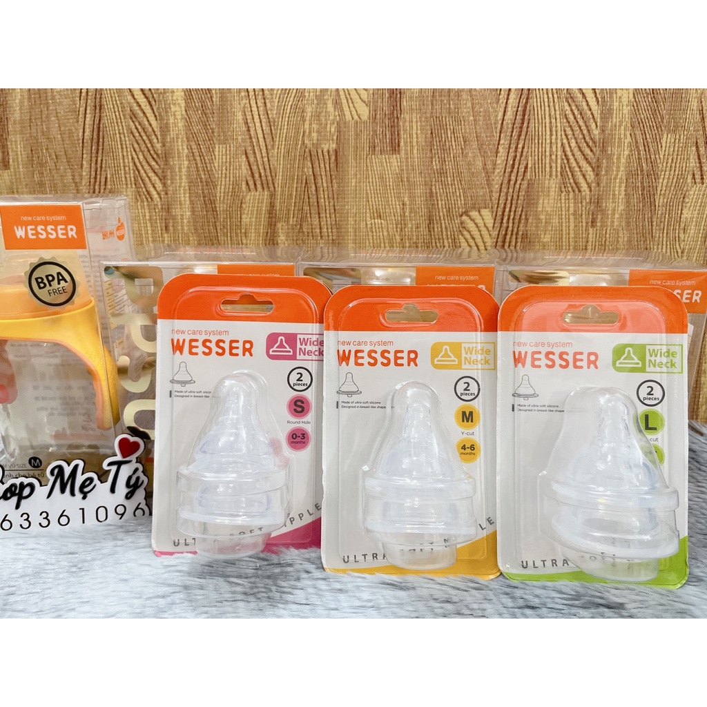 (Thanh lý bình +tay cầm) Bình Sữa PPSU Wesser cổ rộng size 180ml / 260ml