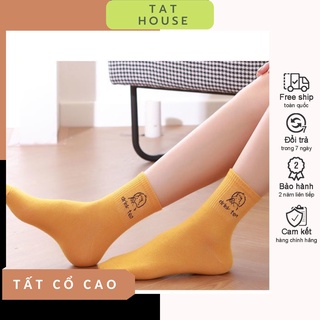 Tất vớ cổ cao - tất vớ nữ họa tiết kute chất liệu cotton phong cách Vintage omclosetshop