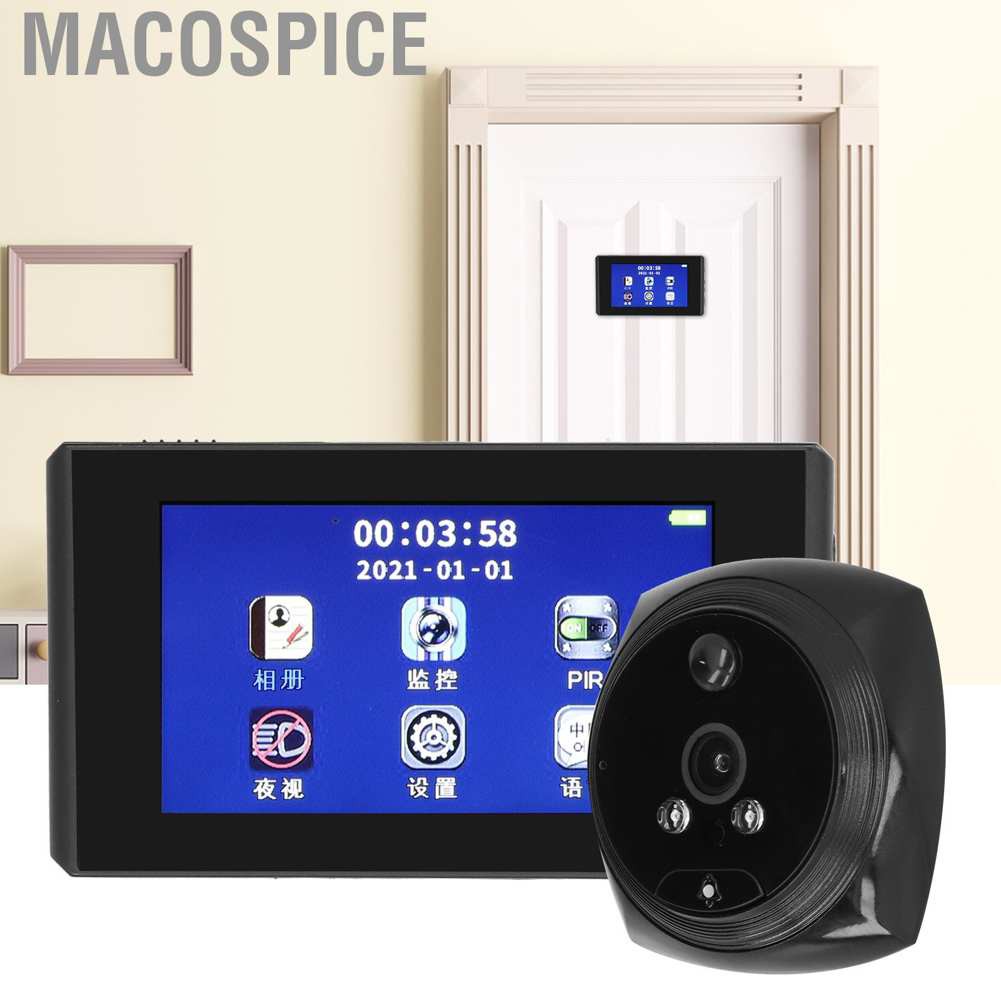 Macospice Digital Door Viewer Night Vision Motion Detection Video Camera Electronic Doorbell with 4.3in Indoor Display
