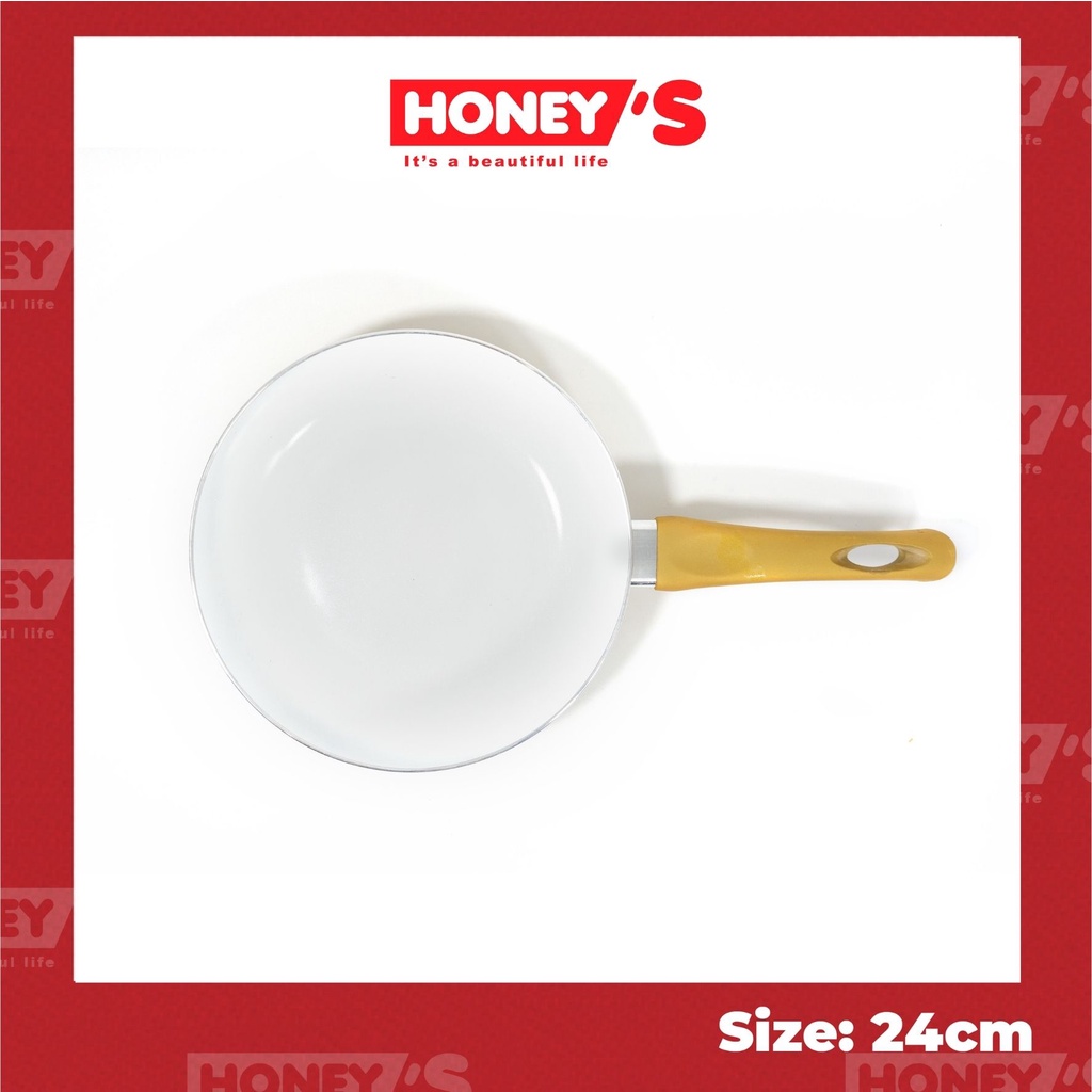 Chảo chống dính ceramic Honey's size 24 cm -HO-AF1C242,lòng chảo phủ ceramic an toàn sức khỏe, đẹp, bền, không bong tróc
