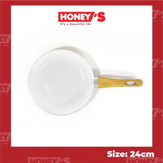 Chảo chống dính ceramic Honey's size 24 cm -HO-AF1C242,lòng chảo phủ ceramic an toàn sức khỏe, đẹp, bền, không bong tróc