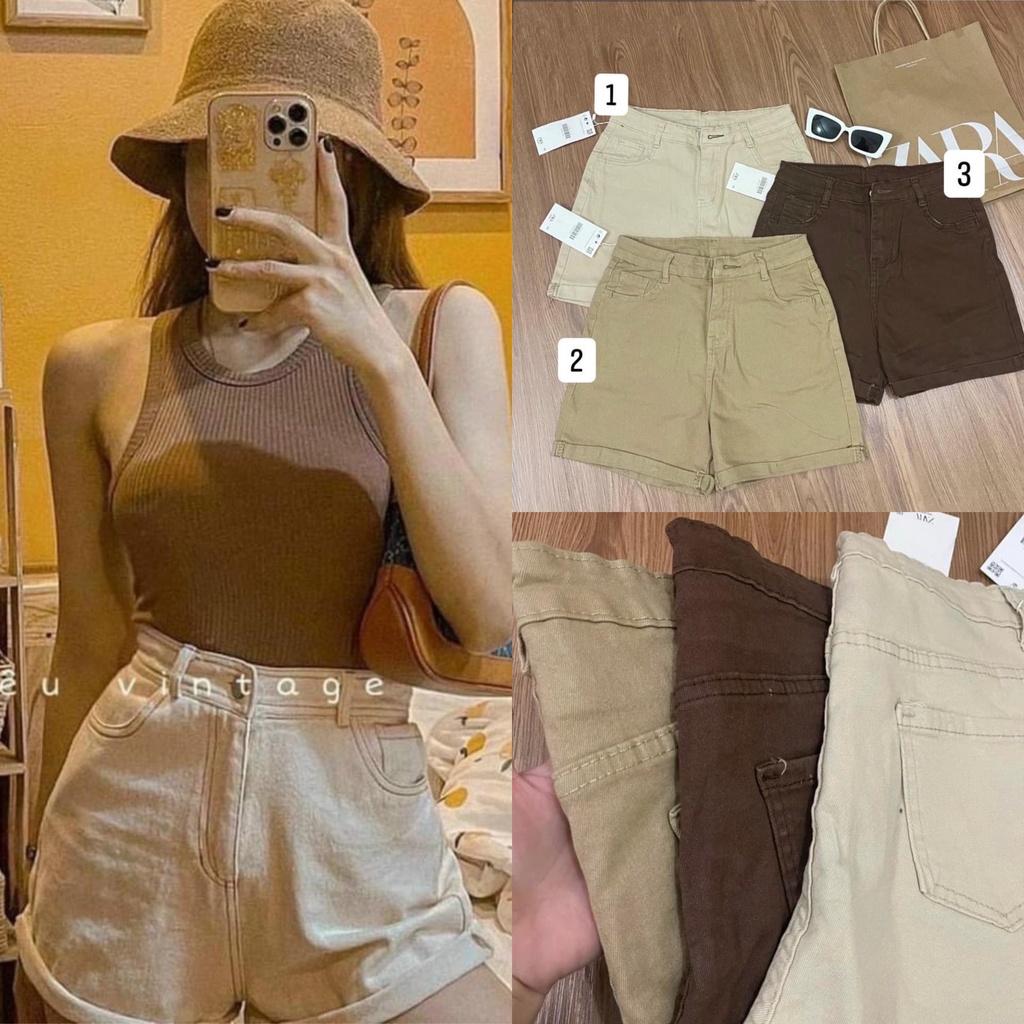 Quần sooc jeans vintage gập gấu | BigBuy360 - bigbuy360.vn