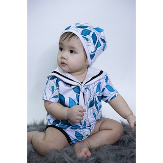 Bộ Bodysuit Hải Quân Rơi Lá Xanh Ngọc Cho Bé - Mihababy - BDSTNHAIQUAN_ROILAXANHNGOC