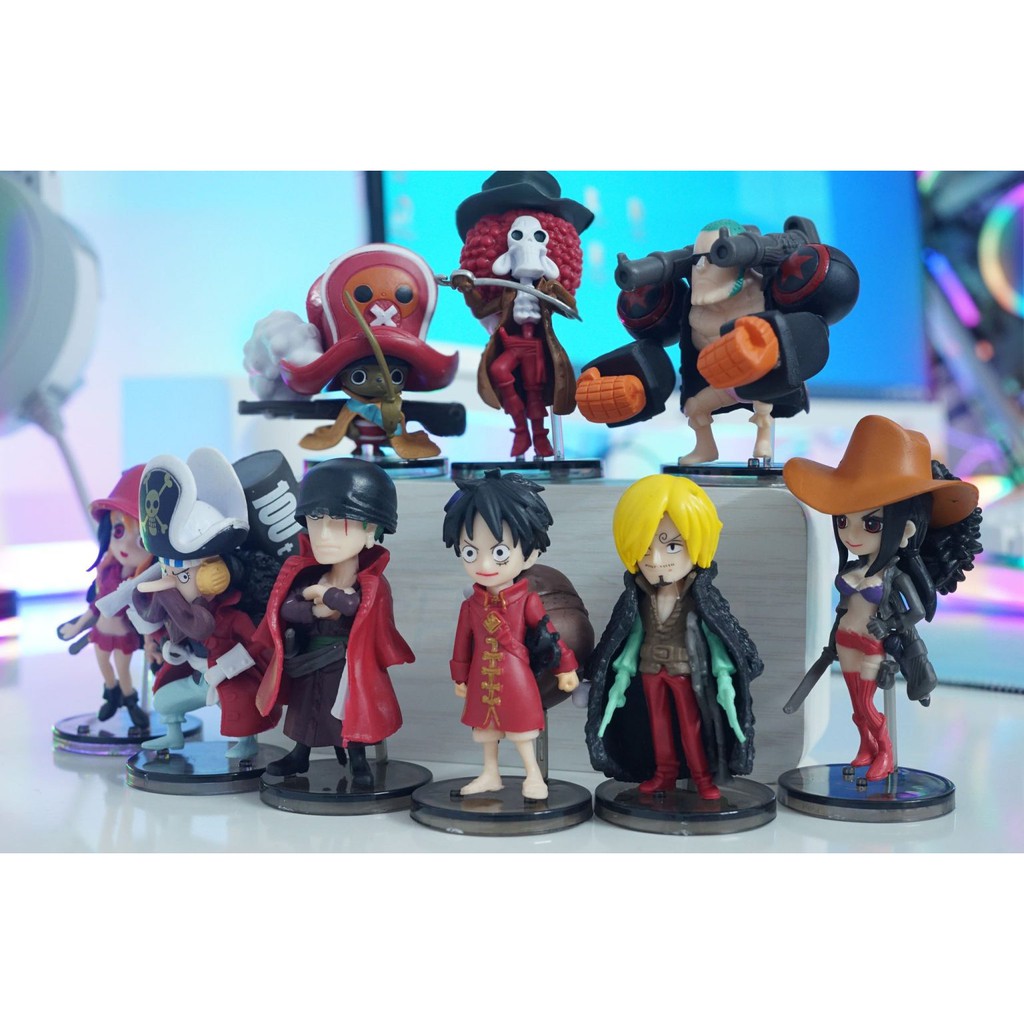 SET 9 MÔ HÌNH ONE PIECE BĂNG MŨ RƠM ÁO ĐỎ