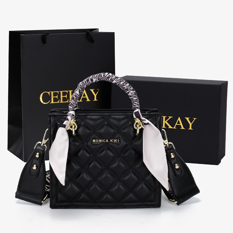 🌸Hàng Order🌸 Túi Xách Nữ CEEKAY Da Trơn Đồ Họa Ô Trám Quai Da Kèm Qui Sách Quấn Nơ Sang Chảnh Nữ Tính 🌸Hàng Quảng Châu