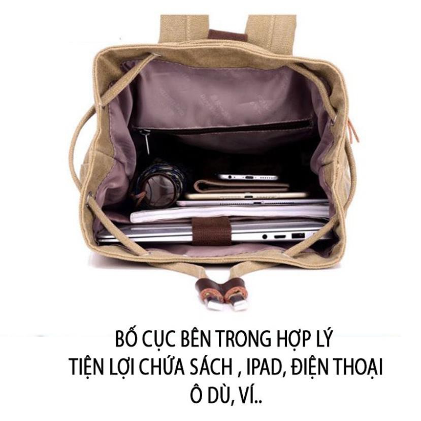 [FreeShip-Hàng Siêu Cấp] Balo nam vải bố cao cấp bền đẹp chứa laptop ipad sách-Balo canvas